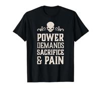 El Poder del cráneo Malvado Exige Sacrificio y Dolor Caos demoníaco del Infierno Camiseta gráfica económica, Hombre, Negro, XL