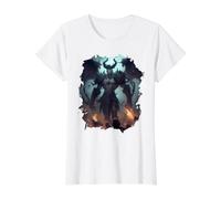 El poderoso Rey Demonio y su reinado de Oscuridad. Camiseta gráfica económica, Mujer, Blanco, M