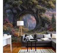 El Portal Mágico Al Bosque Verde Papel Pintado Impreso En 3D, 450 X 315 Cm Pared Papel Pintado, Estilo Jungla Fantasía Decoración De Paredes Para Salón Dormitorio Pasillo Comedor, Verde