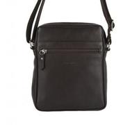 EL POTRO Bolso Bandolera Mediano para Hombre, Piel Vacuno, Colección Box, Cierre de Cremallera, Herrajes Plateados, 22 x 17 x 5 cm (Marron)