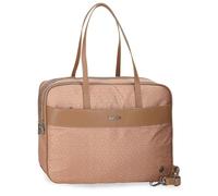 El Potro Luna Maletín para Portátil Doble Compartimento Adaptable Portátil 15,6 Pulgadas Beige 40x32x8 cms Poliéster con Detalles en Piel Sintética by Joumma Bags