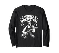 El Presidente Abraham Lincoln Tocando la Guitarra American Rock Star Manga Larga