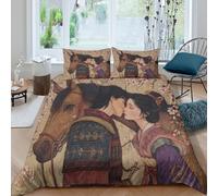 El Primer Beso Entre un Joven Granjero y una Muchacha Juego De Cama 3 Piezas,3D Impresión,Microfibra Funda Nórdica Funda De Almohada para Niñas Y Niños King（220x240cm）