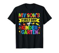El Primer día de mi Hijo del Constructor de jardín de Infantes de Regreso a la Escuela Camiseta