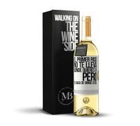 «El primer paso no te lleva donde quieres ir pero te saca de donde estás» Mensaje en una Botella. Vino Blanco Premium Verdejo Joven + Gift Box. Etiqueta Blanca PERSONALIZABLE