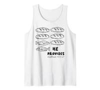 Él provee panes y Pescado Christian Matthew 14:13-21 Fe Camiseta sin Mangas