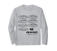 Él provee panes y Pescado Christian Matthew 14:13-21 Fe Manga Larga