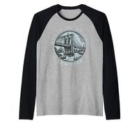 El puente de Brooklyn de la Gran Manzana es Retro Vintage de Nueva York Camiseta Manga Raglan