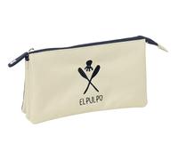 EL PULPO BEIGE - Portatodo Triple, Estuche Infantil, Estuche Niño, Ideal para Niños en Edad Escolar, Cómodo y Versátil, Calidad y Resistencia, 22x3x12 cm