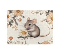 El ratón que roba y come los pétalos, rompecabezas de madera de 500 piezas para adultos, rompecabezas desafiante para juego de tamaño 15 x 20.4 pulgadas