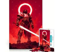 El Redentor - Llama de los Justos - Caballero Rojo con Espada Brillante Rompecabezas de 1000 Piezas para Adolescentes Puzzle Wise Think Toy Simple Fun Tight Cut Santa Wish Pick 38x26cm