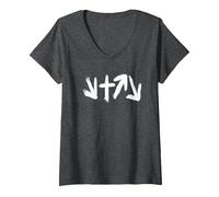 El Regalo del Cristianismo Que Vino a Morir Rose vendrá de Nuevo Camiseta Cuello V, Mujer, Jaspeado Oscuro, L