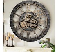 El Reloj de Engranajes El Original con Engranajes Reales en Movimiento Reloj de Pared Industrial de Gran tamaño (60 cm), Color Gris y Bronce