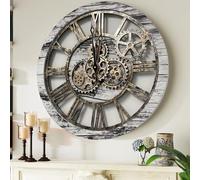 El Reloj de Engranajes - El Original Reloj de Pared de Engranaje Real de 60,9 cm (24 Pulgadas), Estilo Vintage Industrial de Gran tamaño rústico (Gris Vintage)