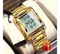 El reloj de esfera cuadrada de negocios a para hombre con una pantalla de hora digital. Es un reloj casual adecuado para que lo . reloj de pulsera es la mejor opción para regalar.