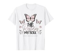 Él restaura mi Alma Salmo Cristiano religioso 23 3 Mariposa Camiseta