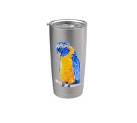 El retrato de loro acuarela guacamayo de garganta azul Vaso térmico de acero inoxidable de doble pared