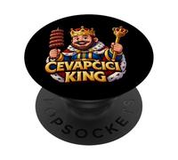 El Rey Cevapcici: Divertido Amante de la Comida balcánica PopSockets PopGrip Adhesivo