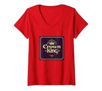 El Rey Corona Jesús es el Rey Regal Fe Cristiana Camiseta Cuello V, Mujer, Rojo, XXL
