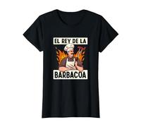 El Rey De La Barbacoa Divertido Carne Bistec BBQ Refranes Camiseta, Mujer, Negro, 3XL