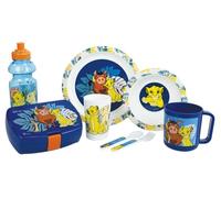 El Rey León - Juego de vasos para enano con cristal, 220 ml, asiento hueco, diámetro de 16 cm, asiento de 22 cm, taza de 350 ml, taza de 350 ml, bote de 350 ml, caja de degustar y 2 cubiertas de 13,5