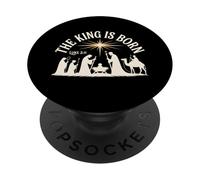 El Rey Nace Lucas 2:11 Belén Escena de Navidad PopSockets PopGrip Adhesivo