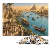 El río Nilo en el Antiguo Egipto Puzzle De Madera 500 Piezas Adultos Y Niños,14 Años+,Deco Pared,Anti-estrés Pirámide,Desafío,Madera,Regalo Ideal,Rompecabezas,Relax,Reto,Educativo (52x38cm)