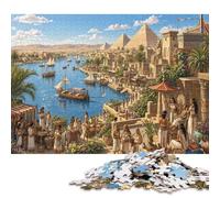 El río Nilo en el Antiguo Egipto Puzzle De Madera 500 Piezas Adultos Y Niños,Deco Pared,Regalo Ideal,14 Años+ Pirámide,Madera,Rompecabezas,Anti-estrés,Relax,Desafío,Reto,Educativo (52x38cm)