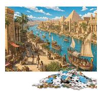 El río Nilo en el Antiguo Egipto Puzzle De Madera 500 Piezas Adultos Y Niños,Reto,Madera Pirámide,Rompecabezas,14 Años+,Deco Pared,Regalo Ideal,Anti-estrés,Relax,Desafío,Educativo (52x38cm)