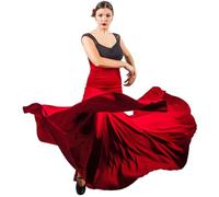El Rocio desde 1980 Falda de Flamenco de 8 Godet de Cintura Alta (FR/ES, Letras, XL, Regular, Regular, Rojo)
