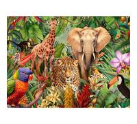 El rompecabezas Jungle Animal Mashup de 500 piezas de Springbok para adultos y familias presenta un collage colorido de tus animales de safari fa