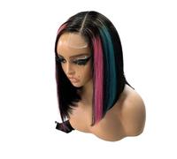 El rosa azul destaca la peluca recta del hueso del frente del cordón 2x6, pelucas sin cola del cabello humano de la densidad 150 for las mujeres Wiglets(10inch)