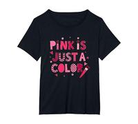 El Rosa es Solo un Color: Arte tipográfico lúdico Camiseta, Mujer Tallas Grandes, Negro, 1XL Grande