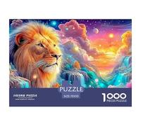 El Rostro del león en un Paisaje montañoso Colorido y soñador Puzzle De 1000 Piezas león Noches De Juegos, Adultos Y Niños 70x50cm/1000pcs
