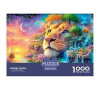 El Rostro del león se fusiona con un Paisaje exuberante y mágico Puzzle De 1000 Piezas león Perfecto Regalo para Niños, Niñas, Hombres Y Mujeres 70x50cm/1000pcs