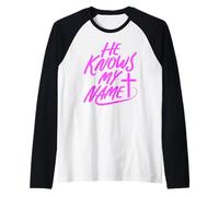 Él Sabe mi Nombre Biblia Dios religioso Jesús Isaías 43:1 Orar Camiseta Manga Raglan
