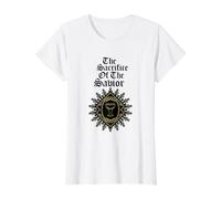 El Sacrificio del Dios religioso Cristiano Salvador Camiseta gráfica económica, Mujer, Blanco, XS