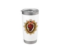 El Sagrado Corazón de Jesús Icono Católico Vaso térmico de acero inoxidable de doble pared