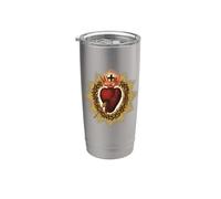 El Sagrado Corazón de Jesús Icono Católico Vaso térmico de acero inoxidable de doble pared