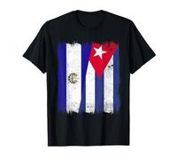 El Salvador Cuba Media Bandera Patrimonio Cubano Salvadoreño Camiseta