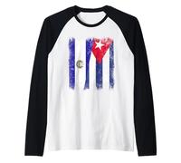 El Salvador Cuba Media Bandera Patrimonio Cubano Salvadoreño Camiseta Manga Raglan