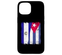El Salvador Cuba Media Bandera Patrimonio Cubano Salvadoreño Carcasa para iPhone 15