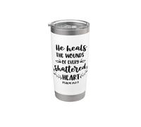 Él sana las heridas de cada corazón roto cristiano Vaso térmico de acero inoxidable de doble pared
