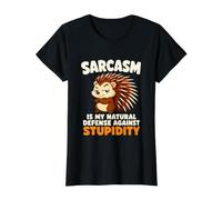 El Sarcasmo es mi Defensa Natural contra la Estupidez puercoespín Camiseta gráfica económica, Mujer, Negro, M