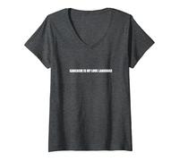 El Sarcasmo es mi lenguaje de Amor Camiseta Cuello V, Mujer, Jaspeado Oscuro, XXL