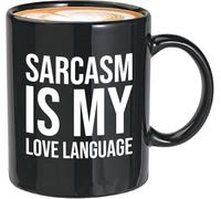 El sarcasmo es mi lenguaje de amor. Tazas de café con frase sarcástica. Taza de café novedosa. Taza de té de cerámica con impresión de doble cara para mamá, papá, amigo, esposa, esposo, regalo de 11 o
