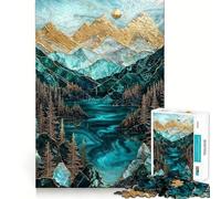 El Secreto Dorado del Lago Rompecabezas para Adultos de 1000 Piezas, Juguete Que desafía la Mente, Pieza de colección de Arte de Corte nítido 38x52cm