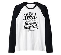 El Señor Cerca del Corazón Roto, Versículo de la Biblia Fe Cristiana Camiseta Manga Raglan