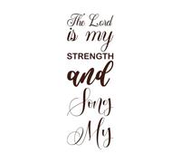 El Señor es mi fuerza y cita de la letra de la canción. Calcomanías de pared de PVC 44.8x130.2cm Pegatinas para vidrio Café