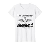 El Señor Es Mi Pastor Salmo 23:1 Versículo de la Biblia Cristiana Camiseta gráfica económica, Mujer, Blanco, XS